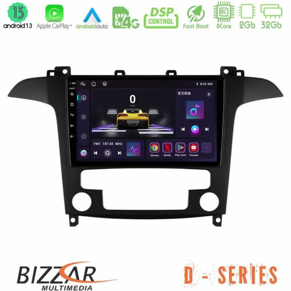 Bizzar D Series Ford S-Max 2006-2012 8core Android13 2+32GB Navigation Multimedia Tablet 9"