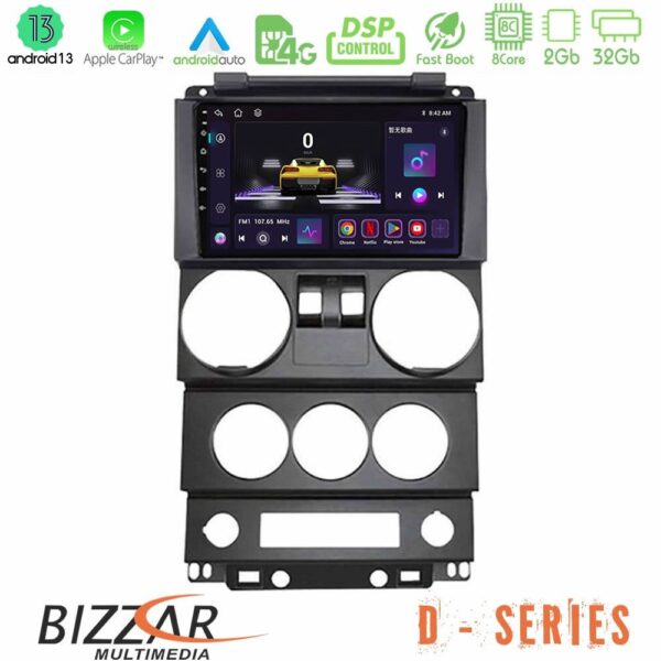 Bizzar D Series Jeep Wrangler 2Door 2008-2010 8core Android13 2+32GB Navigation Multimedia Tablet 9"