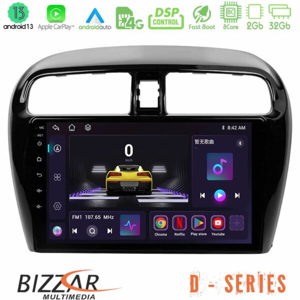 Bizzar D Series Mitsubishi Space Star 2013-2016 8core Android13 2+32GB Navigation Multimedia Tablet 9"