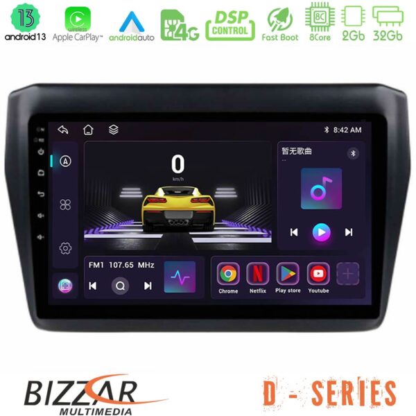 Bizzar D Series Suzuki Swift 2017-2023 8core Android13 2+32GB Navigation Multimedia Tablet 9"