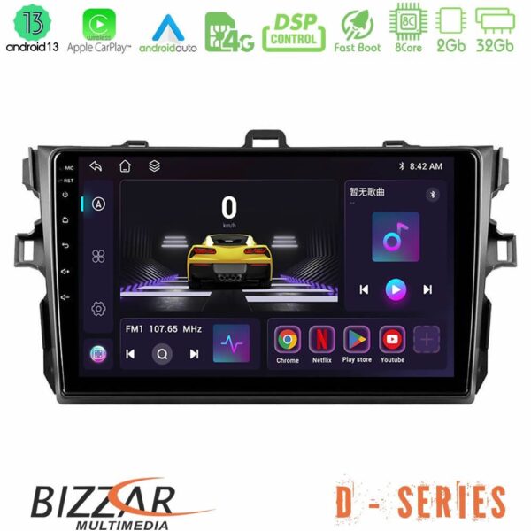 Bizzar D Series Toyota Corolla 2007-2012 8core Android13 2+32GB Navigation Multimedia Tablet 9"
