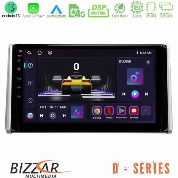 Bizzar D Series Toyota RAV4 2019-2023 8Core Android13 2+32GB Navigation Multimedia Tablet 10"