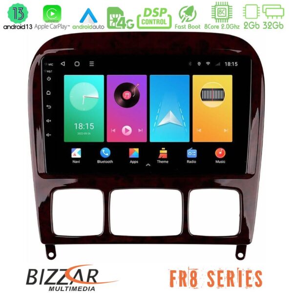 Bizzar FR8 Series Mercedes S Class 1999-2004 (W220) 8core Android13 2+32GB Navigation Multimedia Tablet 9"