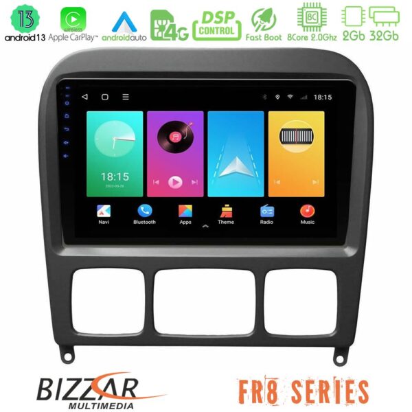 Bizzar FR8 Series Mercedes S Class 1999-2004 (W220) 8Core Android13 2+32GB Navigation Multimedia Tablet 9″