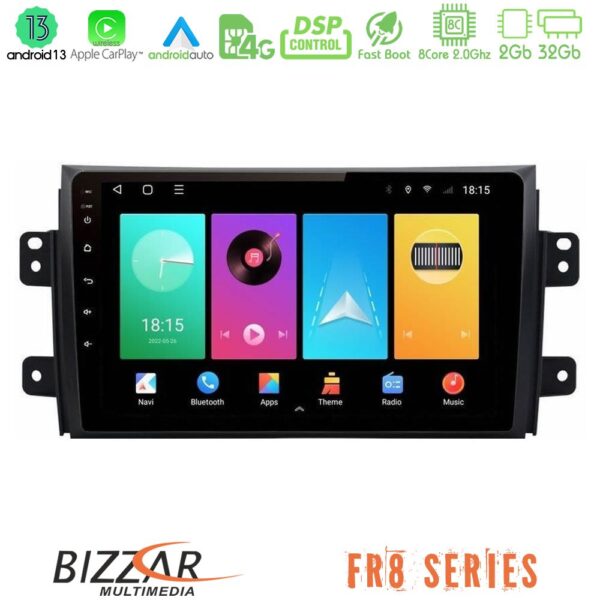 Bizzar FR8 Series Suzuki SX4 2006-2014 Fiat Sedici 2006-2014 8core Android13 2+32GB Navigation Multimedia Tablet 9"