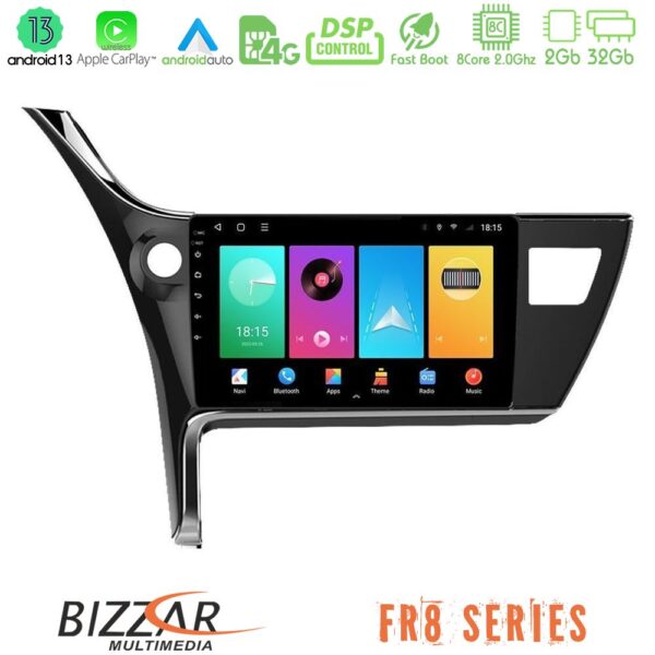 Bizzar FR8 Series Toyota Corolla 2017-2018 8core Android13 2+32GB Navigation Multimedia Tablet 10"