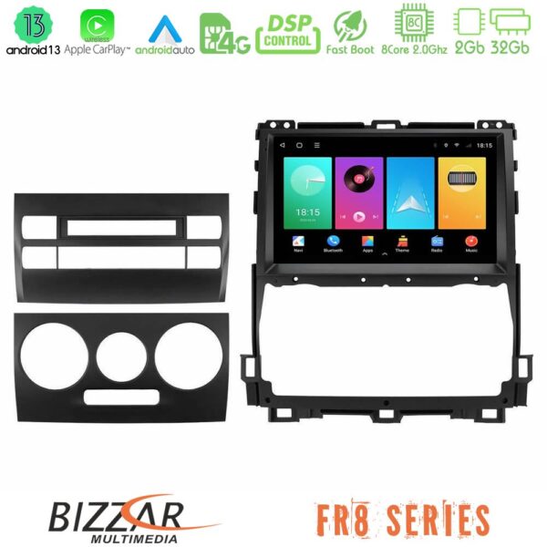 Bizzar FR8 Series Toyota Land Cruiser J120 2002-2009 8Core Android13 2+32GB Navigation Multimedia Tablet 9"