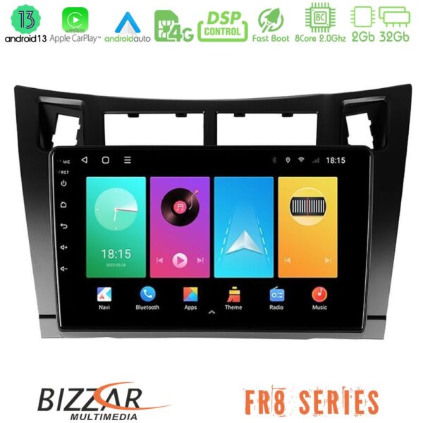 Bizzar FR8 Series Toyota Yaris 8core Android13 2+32GB Navigation Multimedia Tablet 9" (Μαύρο Χρώμα)