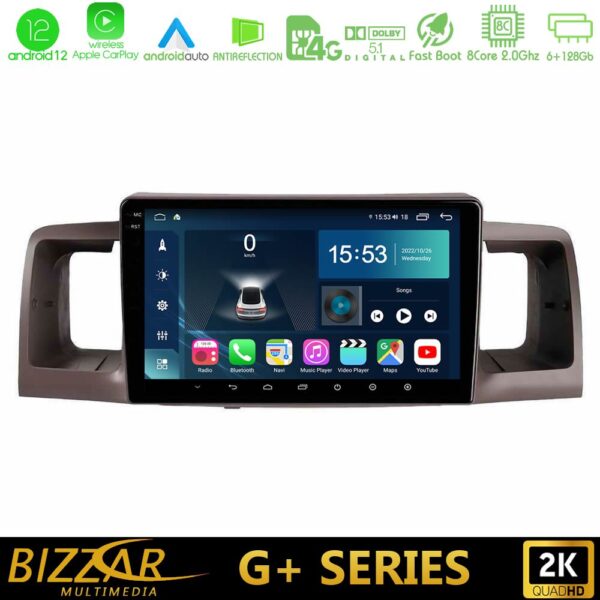 Bizzar G+ Series Toyota Corolla 2002-2006 8Core Android12 6+128GB Navigation Multimedia Tablet 9"