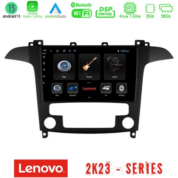 Lenovo Car Pad Ford S-Max 2006-2012 4Core Android 13 2+32GB Navigation Multimedia Tablet 9"