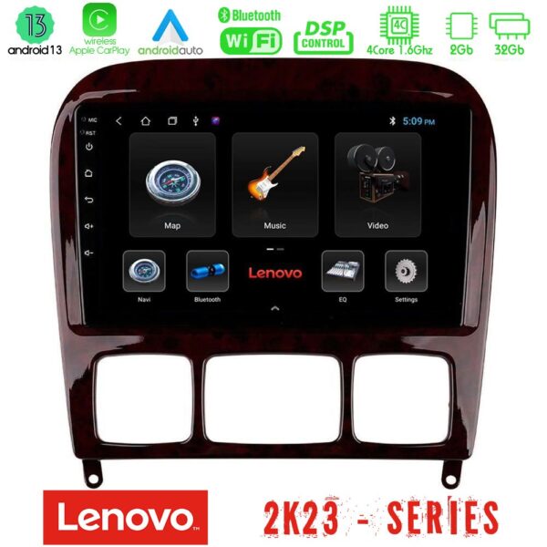Lenovo Car Pad Mercedes S Class 1999-2004 (W220) 4Core Android 13 2+32GB Navigation Multimedia Tablet 9"