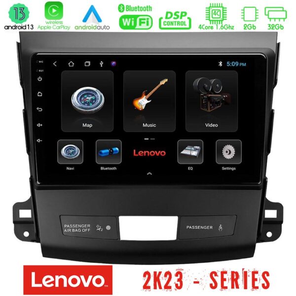 Lenovo Car Pad Mitsubishi Outlander/Citroen C-Crosser/Peugeot 4007 4Core Android 13 2+32GB Navigation Multimedia Tablet 9"