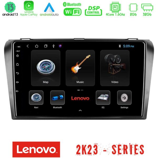 Lenovo Car Pad Mazda 3 2004-2009 4Core Android 13 2+32GB Navigation Multimedia Tablet 9"