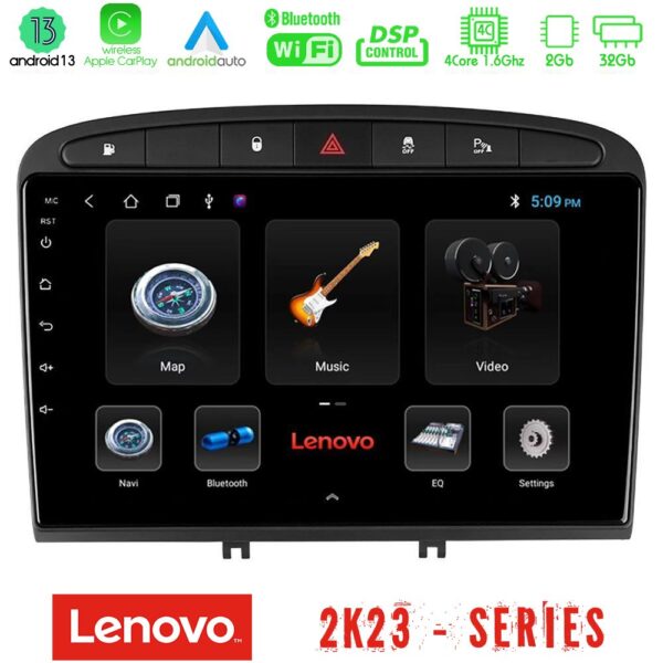 Lenovo Car Pad Peugeot 308/RCZ 4Core Android 13 2+32GB Navigation Multimedia Tablet 9"