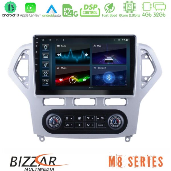 Bizzar M8 Series Ford Mondeo 2007-2011 (Auto A/C) 8Core Android13 4+32GB Navigation Multimedia Tablet 9"