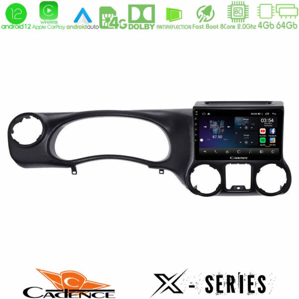Cadence X Series Jeep Wrangler 2011-2014 8Core Android12 4+64GB Navigation Multimedia Tablet 9"