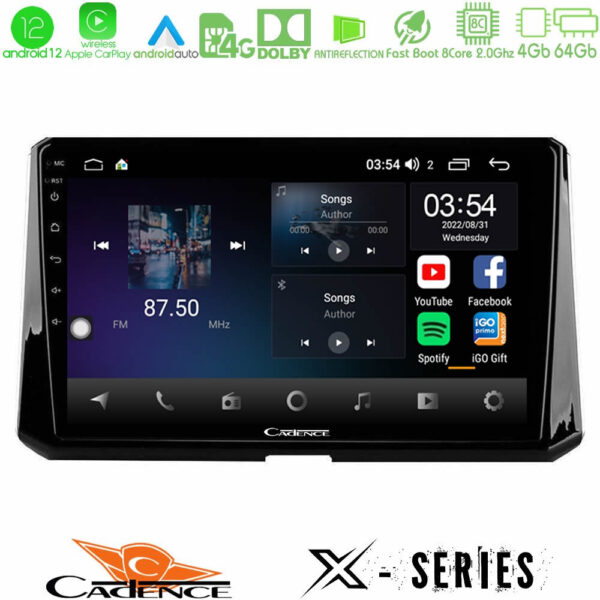 Cadence X Series Toyota Corolla 2019-2022 8core Android12 4+64GB Navigation Multimedia Tablet 9"