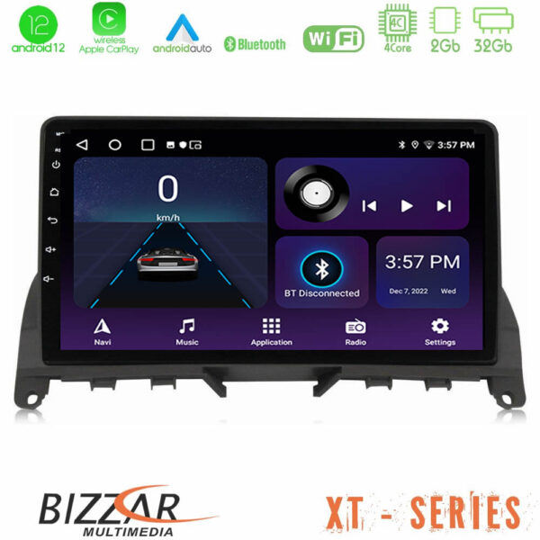 Bizzar XT Series Mercedes C Class W204 4Core Android12 2+32GB Navigation Multimedia 9"